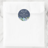 Navy Blue Hydrangeas Floral Wedding Vielen Dank Runder Aufkleber (Tasche)