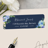 Navy Blue Hydrangeas Watercolor Blooral