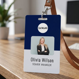 Navy Blue ID Card | Custom Logo Employee Photo Ausweis