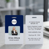 Navy Blue ID Card | Custom Logo Employee Photo Ausweis