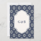 Navy Blue Ikat Anand Karaj Sikh Hochzeitseinladung Einladung (Rückseite)