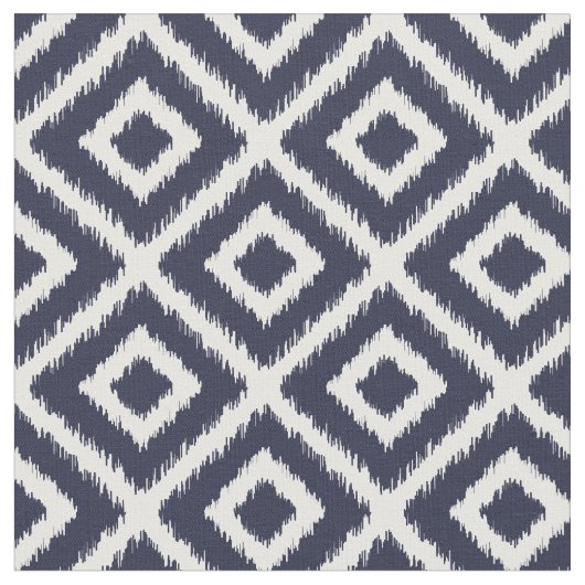 Navy Blue Ikat Diamonds Stoff (Nahaufnahme)
