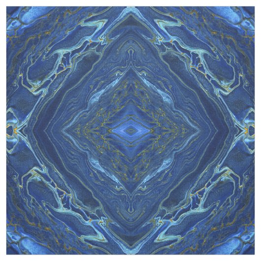 Navy Blue & Imitate Gold Marbour Diamonds Muster Stoff (Muster)