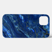Navy Blue & Imitate Gold Marmor Akrylabstraktion  Case-Mate iPhone Hülle (Rückseite (Horizontal))