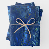 Navy Blue & Imitate Gold Marmor Akrylabstraktion Geschenkpapier Set (Beispiel)