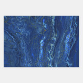 Navy Blue & Imitate Gold Marmor Akrylabstraktion Geschenkpapier Set (Vorderseite)