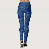 Navy Blue & Imitate Gold Marmor Akrylabstraktion Leggings (Rückseite)