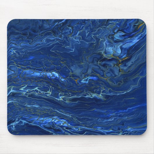 Navy Blue & Imitate Gold Marmor Akrylabstraktion Mousepad (Vorne)