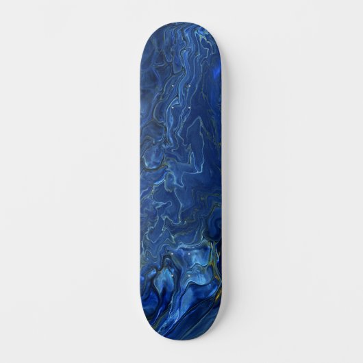 Navy Blue & Imitate Gold Marmor Akrylabstraktion Skateboard (Vorderseite)