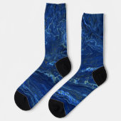 Navy Blue & Imitate Gold Marmor Akrylabstraktion Socken (Linkes Detail)