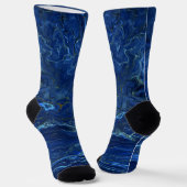 Navy Blue & Imitate Gold Marmor Akrylabstraktion Socken (Gewinkelt)