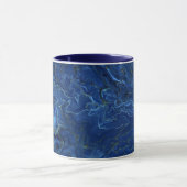 Navy Blue & Imitate Gold Marmor Akrylabstraktion  Tasse (Zentrum)
