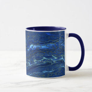 Navy Blue & Imitate Gold Marmor Akrylabstraktion Tasse