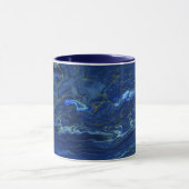 Navy Blue & Imitate Gold Marmor Akrylabstraktion Tasse (Zentrum)