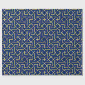 Navy Blue & Imitate Gold marokkanische Mosaikmuste Geschenkpapier (Flach)