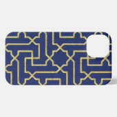 Navy Blue & Imitate Gold marokkanische Mosaikmuste iPhone Hülle (Rückseite (Horizontal))