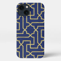 Navy Blue & Imitate Gold marokkanische Mosaikmuste