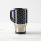 Navy Blue & Imitate Gold marokkanische Mosaikmuste Reisebecher (Vorderseite Links)