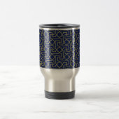 Navy Blue & Imitate Gold marokkanische Mosaikmuste Reisebecher (Mittel)