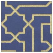 Navy Blue & Imitate Gold marokkanische Mosaikmuste Stoff (Nahaufnahme)