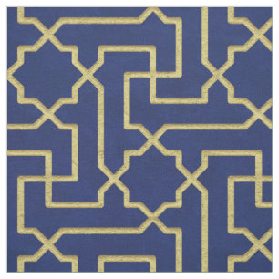 Navy Blue & Imitate Gold marokkanische Mosaikmuste Stoff