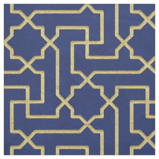 Navy Blue & Imitate Gold marokkanische Mosaikmuste Stoff (Muster)