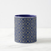 Navy Blue & Imitate Gold marokkanische Mosaikmuste Tasse (Zentrum)