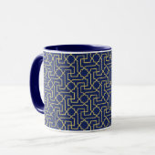 Navy Blue & Imitate Gold marokkanische Mosaikmuste Tasse (Vorderseite Links)