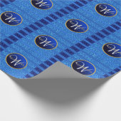 Navy Blue Imitats Glitzern Bokeh Funkelnd Monogram Geschenkpapier (Ecke)