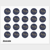 Navy Blue Imitats Gold Foil Typografy Runder Aufkleber (Blatt)