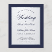 Navy Blue Imitats Silver Budget Einladung Hochzeit (Vorderseite)