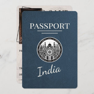 Navy Blue India Passport Save the Date