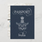 Navy Blue India Passport Save the Date Card (Vorne/Hinten)