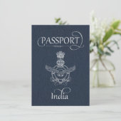 Navy Blue India Passport Save the Date Card (Stehend Vorderseite)