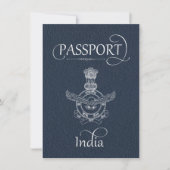 Navy Blue India Passport Save the Date Card (Vorderseite)
