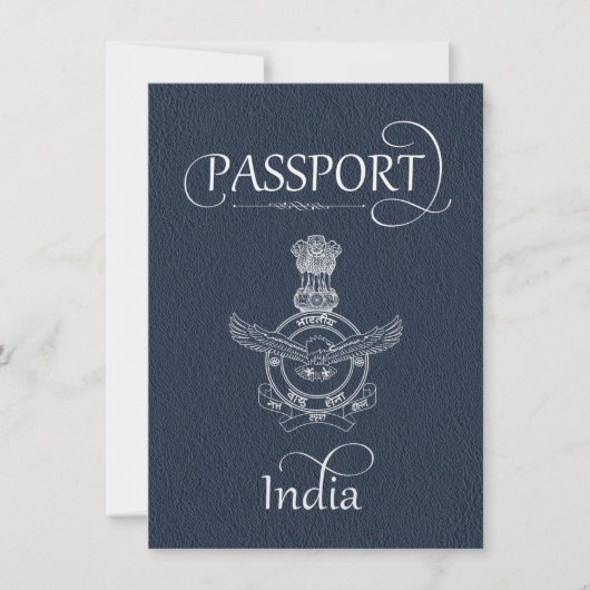 Navy Blue India Passport Save the Date Card (Vorderseite)