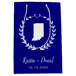 Navy Blue Indiana Map Wedding Welcome Swag Mittlere Geschenktüte