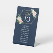 Navy Blue Individual Seating Chart Tischnummern Sockelschild (Vorderseite)