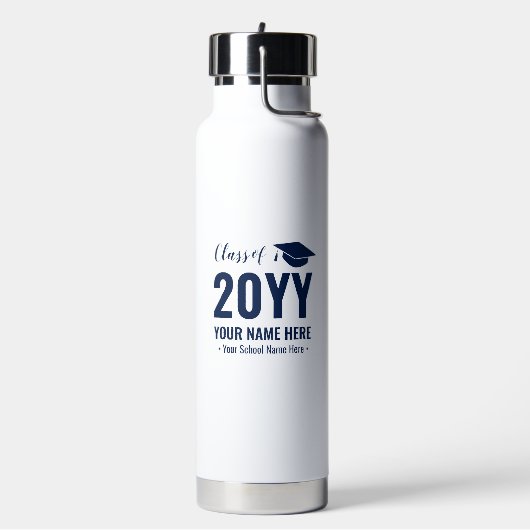 Navy Blue Individuelle Name Abschluss Gift Trinkflasche (Links)