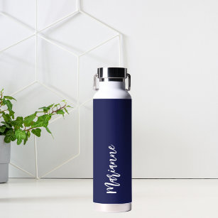 Navy Blue individuelle Name Script Trinkflasche