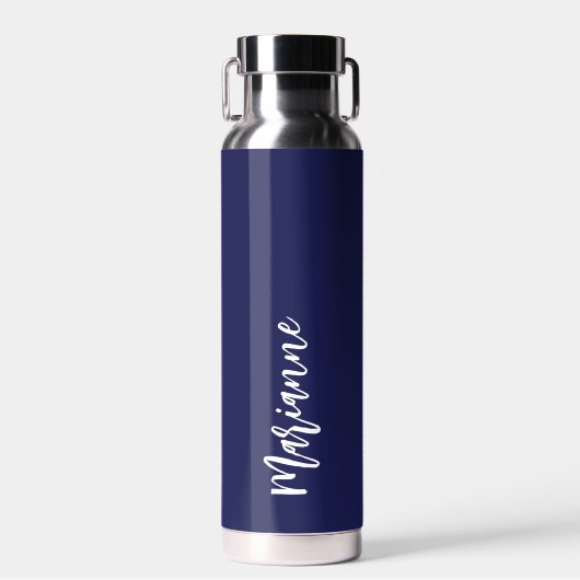 Navy Blue individuelle Name Script Trinkflasche (Vorne)
