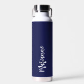 Navy Blue individuelle Name Script Trinkflasche (Vorne)