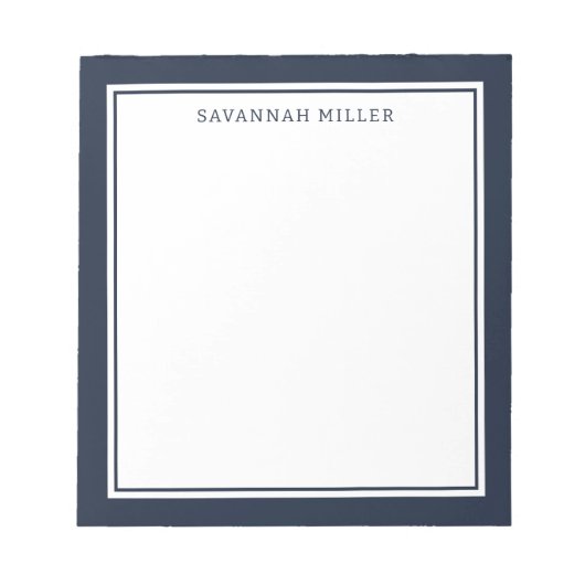 Navy Blue Individuelle Name Writing Pad Memo Notep Notizblock (Vorderseite)
