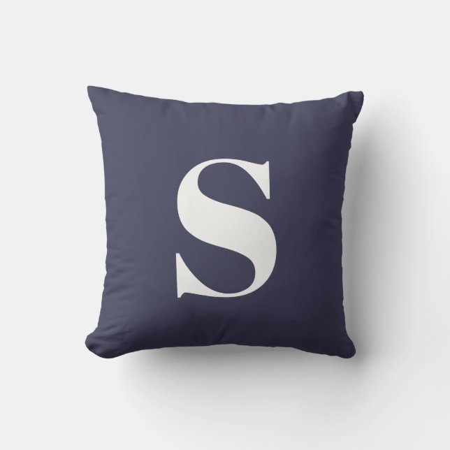 Navy Blue Initial Mit Monogramm Outdoor Pillow Kissen (Vorderseite)