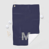 Navy Blue Initial Name Monogram Golfhandtuch (Insitu)