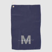 Navy Blue Initial Name Monogram Golfhandtuch (Vorderseite)