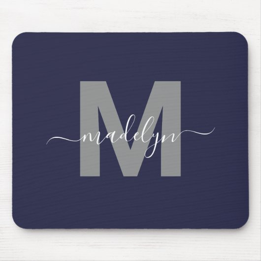 Navy Blue Initial Name Monogram Mousepad (Vorne)