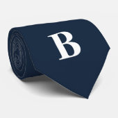 Navy-Blue-Initialen Trendy-Monogramm Monogramm Krawatte (Gerollt)