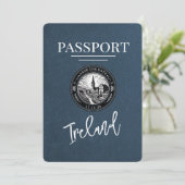 Navy Blue Ireland Passport Save the Date (Stehend Vorderseite)