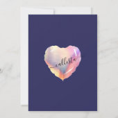 Navy Blue Iridescent Foil Heart Ballon Sweet 16 Einladung (Rückseite)